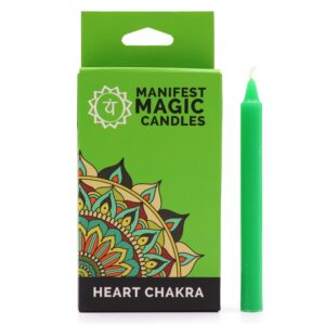 Lumânări Magice Ezoterice (pachet de 12) - Verde - Chakra Inimii