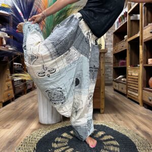 Pantaloni de Yoga și Festival - Imprimeu Aladdin Himalayan pe Gri