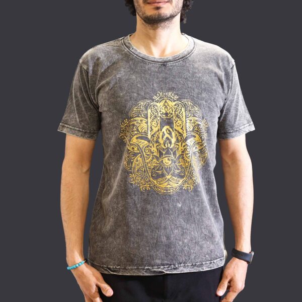 Tricou Stone Wash - Hamsa - Gri Închis (M)