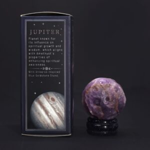 Planetă din Ametist pe un Suport Solar Goldstone - 40mm (30x15mm)