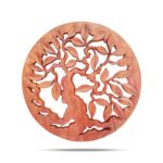 Panou Decorativ Rotund din Lemn cu Copacul Vieții, 40 cm