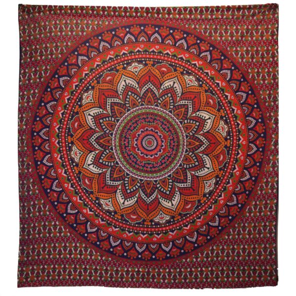 bG9jYWw6Ly9tZWRpYS85Si9DQy82MFIzMEMxRzZXVDNDQzlKLzBmOTVlMmVkLmpwZWc Cuvertură Dublă din Bumbac + Tapiserie de Perete - Mandala Clasică - Portocalie / Albastră