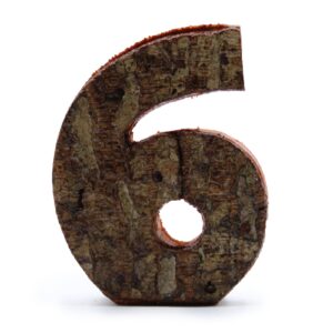 Număr din Scoarță Rustică  - "6"  - 7cm