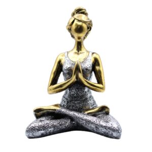 Statuie Yoga Lady -  Bronz - Argintiu 24cm