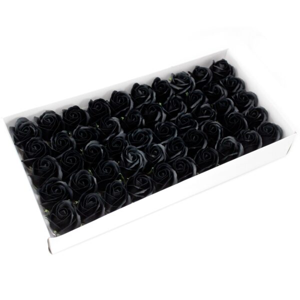 Set flori de sapun pentru maini in forma de trandafir mediu, negru