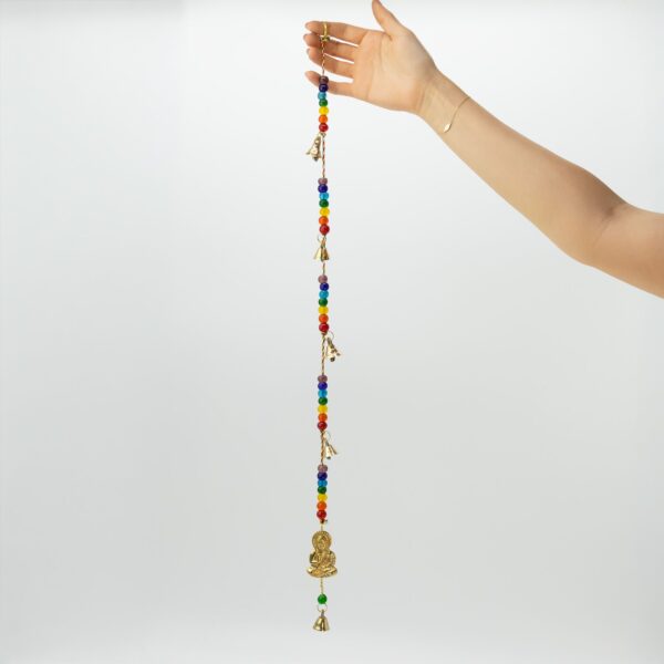 Clopoței Indieni - Buddha din Alamă cu Mărgele Chakra - 53 cm