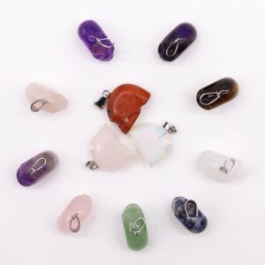 Pandantive Mini Cranii din Pietre Prețioase (12 Diverse) 20x15mm