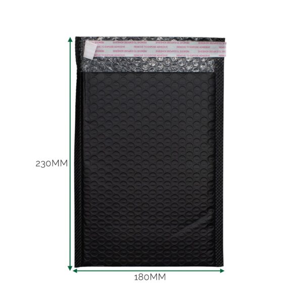 Plic din polietilenă negru, cu bule (180x230+40 mm)