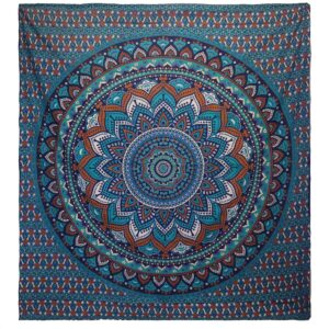 Cuvertură Dublă din Bumbac + Tapiserie de Perete - Mandala Clasică - Turcoaz