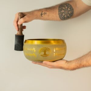 Bol Tibetan Mare din Aluminiu – Buddha și Arborele Vieții – Cupru (19 cm)