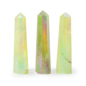 Obelisc din Piatră Prețioasă 9 cm – Cuarț Cristal Aurura – Verde Pal