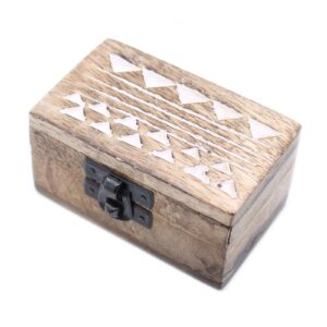 Set 3 cutii cutii din lemn de mango 8,5x5,5x4 (cm) - Model Aztec