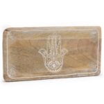 Tavă Lungă 30x15x2.5cm - Design Hamsa Albă