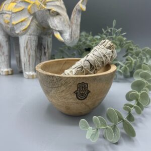 Bol din Lemn Pentru Mănunchiuri și Ofrande Rituale - Hamsa - 12x7cm