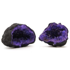 Geode de Calcit Colorate - Piatră Neagră - Albastru