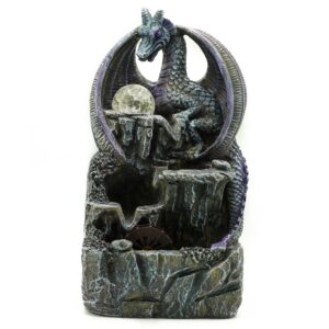 Fântână Arteziană de Masă - 35cm - Dragon Violet, Glob de Cristal și Roată de Apă