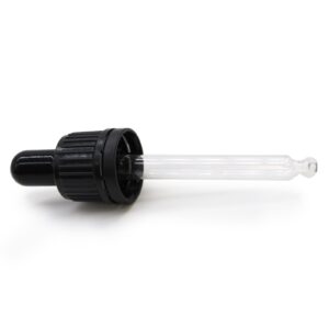 Pipetă Neagră din Sticlă T/E pentru Sticlă cu Picurător de 30 ml, 18 mm