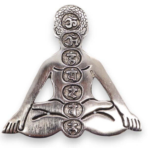 Suport pentru Tămâie Yoga cu Cele 7 Chakre din Aluminiu Lucios 12x12cm