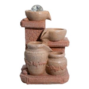 Fântână Arteziană de Masă – 19×14×27 cm – Vase în Cascadă, Stil Mediteranean