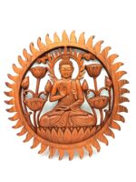 Panou Sculptat din Lemn - Buddha și Lotus 40cm