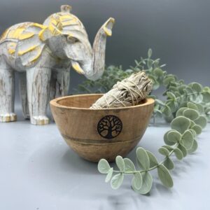 Bol din Lemn Pentru Mănunchiuri și Ofrande Rituale - Arborele Vieții - 12x7cm