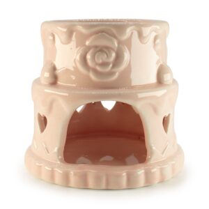 Arzător de ulei ceramic în formă de tort - Inimi - Roz