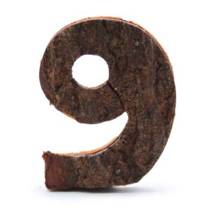 Număr din Scoarță Rustică - "9"  - 7cm