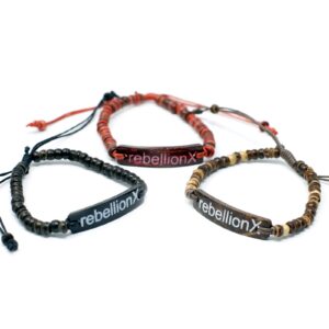 Set de 6 brățări din cocos cu slogan - Rebellion X