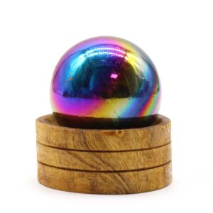 Glob Cristal Semiprețios 50 mm – Ametist Aura cu Suport
