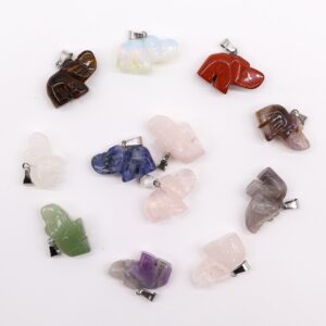 Pandantive Elefanți Norocoși din Pietre Prețioase  (12 Diverse) 25x15mm