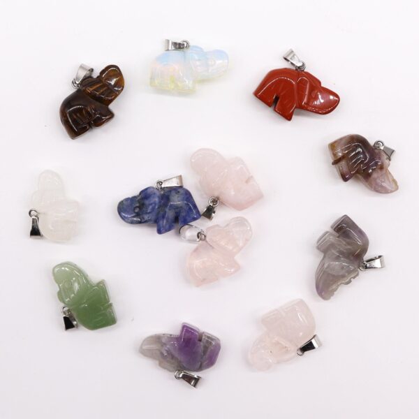 Pandantive Elefanți Norocoși din Pietre Prețioase (12 Diverse) 25x15mm