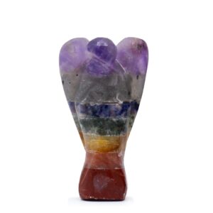 Înger Mic din Pietre Prețioase Sculptat Manual - Cele Șapte Chakre (aprox. 3,5 cm)