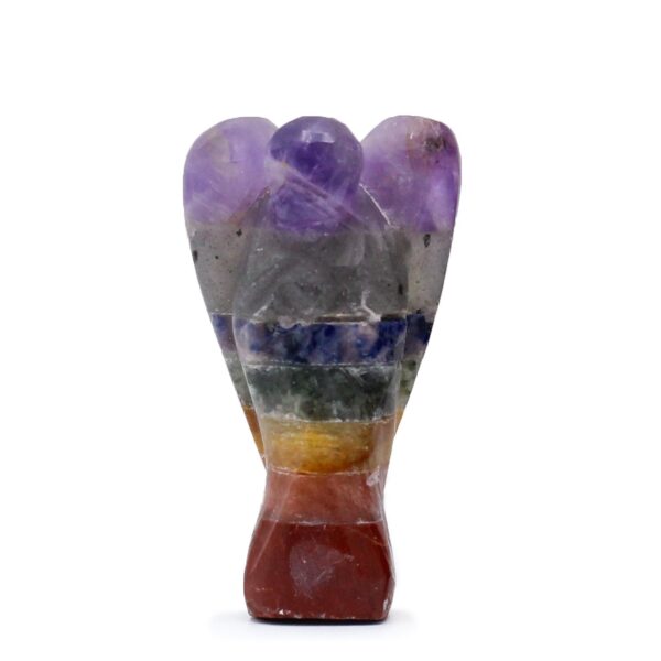 Înger Mic din Pietre Prețioase Sculptat Manual - Cele Șapte Chakre (aprox. 3,5 cm)