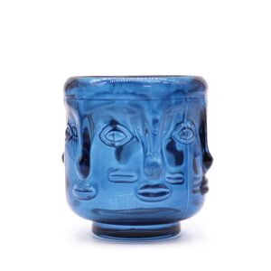 Pahar pentru Lumânări cu Fața lui Buddha - Albastru Închis