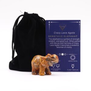 Elefant Norocos din Piatră Prețioasă - Agat Crazy Lace 50x35x25mm