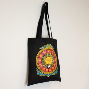 Geantă tote Zodiac Sun din Bumbac, Negru, 40x36 cm
