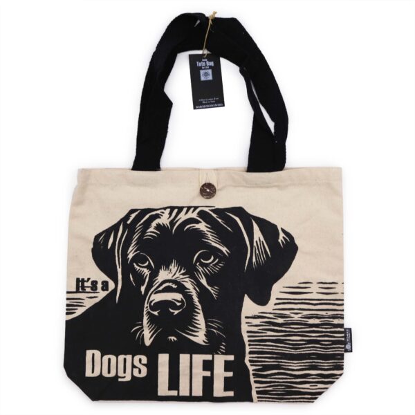 Set 5 buc. Geantă Tote Clasică Iconică – Este o Viață de Câine – Alb 10oz (36x43x10cm)