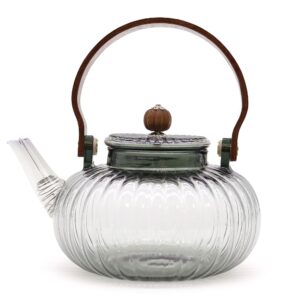 Ceainic din Sticlă cu Infuzor - Perla Gri cu Dungi - 950 ml