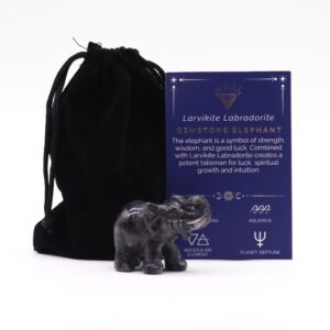 Elefant Norocos din Piatră Prețioasă - Labradorit Larvikite 50x35x25mm