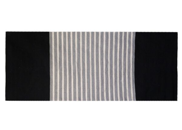 Covor din Bumbac Indian - 70x170cm - Negru / Gri