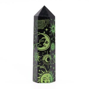 Obsidian Negru cu Vârf Ascuțit (aprox 60-70 gm 9cm) - Mystic Story - Pădure Verde