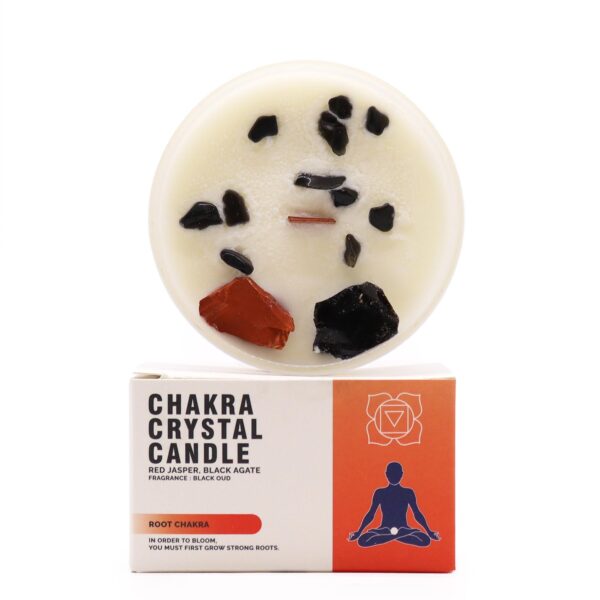 Lumânare chakra cu pietre prețioase pentru chakra rădăcină - 360 g