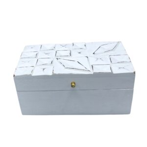 Cutie vintage din lemn de mango 22x12x10cm - Diamante Albe