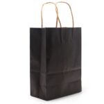 Pungă Cadou Mare din Hârtie cu Mâner (26x32x12cm) - Neagră (130g)