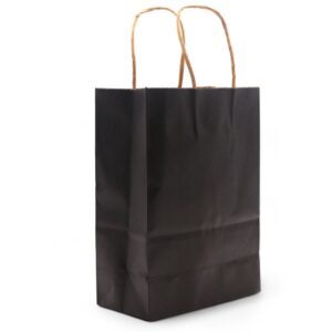 Pungă Cadou Mare din Hârtie cu Mâner (26x32x12cm) - Neagră (130g)