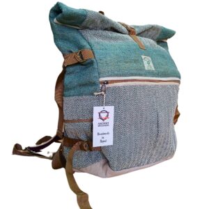 Rucsac  Rulabil din Cânepă - Verde și Gri
