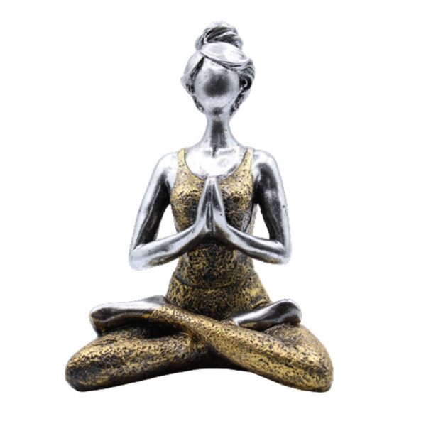 bG9jYWw6Ly9tZWRpYS85Uy82RC82MFIzMEMxRzZNV0s2RDlTLzc2MjQzOGFiLmpwZWc Statuie Yoga Lady - Argintiu - Auriu 24cm
