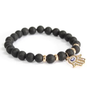 Hamsa / Agat Negru - Brățări Din Pietre Prețioase