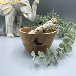 Bol din Lemn Pentru Mănunchiuri și Ofrande Rituale - Trei Luni - 12x7cm