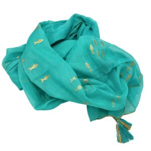 Sarong turcoaz și auriu cu design pește